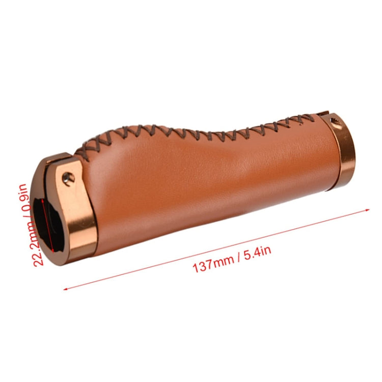 1pair Bicycle Non-Slip Leather Handlebar Grips Mountain Bike Vintage Handlebar Protector(Brown) - Bicycle Grips by PMC Jewellery | Online Shopping South Africa | PMC Jewellery | Buy Now Pay Later Mobicred