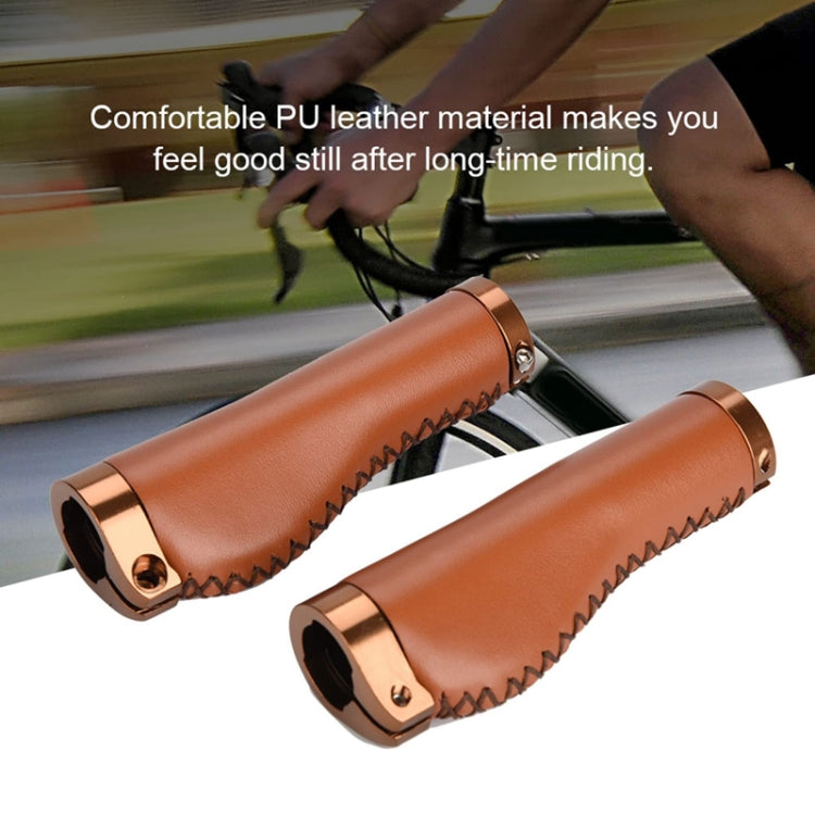 1pair Bicycle Non-Slip Leather Handlebar Grips Mountain Bike Vintage Handlebar Protector(Brown) - Bicycle Grips by PMC Jewellery | Online Shopping South Africa | PMC Jewellery | Buy Now Pay Later Mobicred