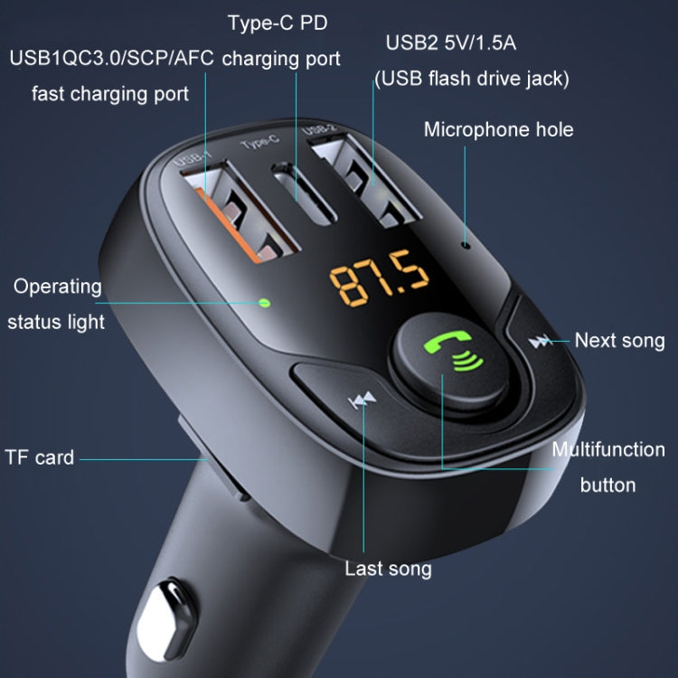 36W Car Bluetooth MP3 Player FM Transmitter Multifunctional Car Charger, Model: S-15PD - Bluetooth Car Kits by PMC Jewellery | Online Shopping South Africa | PMC Jewellery | Buy Now Pay Later Mobicred