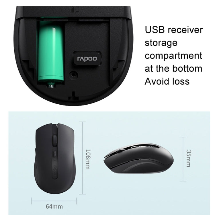 Rapoo M350G Bluetooth/2.4G Wireless Mouse Office Desktop Laptop Mute Mouse(Dark Gray) - Wireless Mice by Rapoo | Online Shopping South Africa | PMC Jewellery | Buy Now Pay Later Mobicred