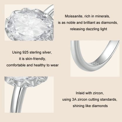 S925 Sterling Silver Plated With White Gold 1 Carat Moissanite Ring(No.6) - Rings by PMC Jewellery | Online Shopping South Africa | PMC Jewellery | Buy Now Pay Later Mobicred