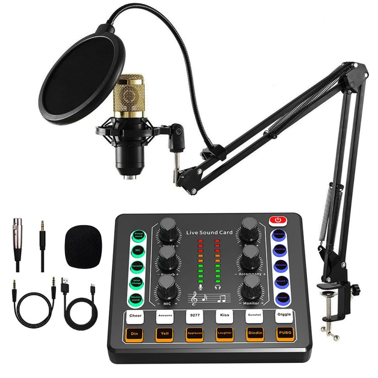 M8 Recording And Singing Live Bluetooth Sound Card Set, Color: Black+Gold Cantilever - Live Sound Effects Processors by PMC Jewellery | Online Shopping South Africa | PMC Jewellery | Buy Now Pay Later Mobicred