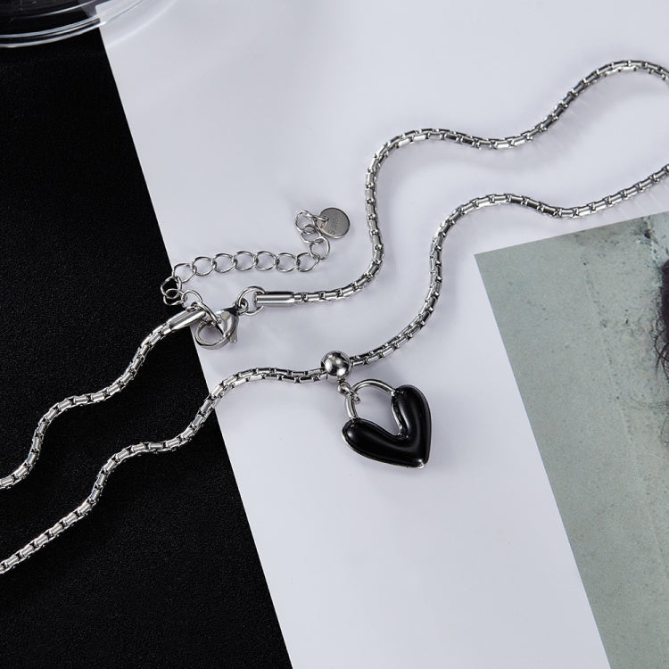 OPK GX2411 Oil Drip Love Alloy Pendant Stainless Steel Necklace - Necklaces & Pendants by OPK | Online Shopping South Africa | PMC Jewellery | Buy Now Pay Later Mobicred