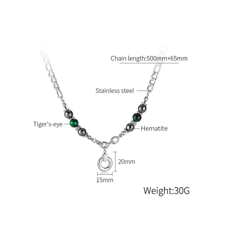 OPK GX2413 Personalized Hip Hop Geometric Pendant Stainless Steel Chain Spliced Tiger Eye Stone Necklace - Necklaces & Pendants by OPK | Online Shopping South Africa | PMC Jewellery | Buy Now Pay Later Mobicred