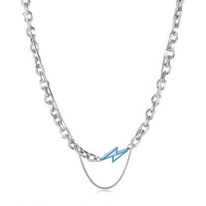 OPK GX2417 Stainless Steel Flash Pendant Double Layered Necklace - Necklaces & Pendants by OPK | Online Shopping South Africa | PMC Jewellery | Buy Now Pay Later Mobicred