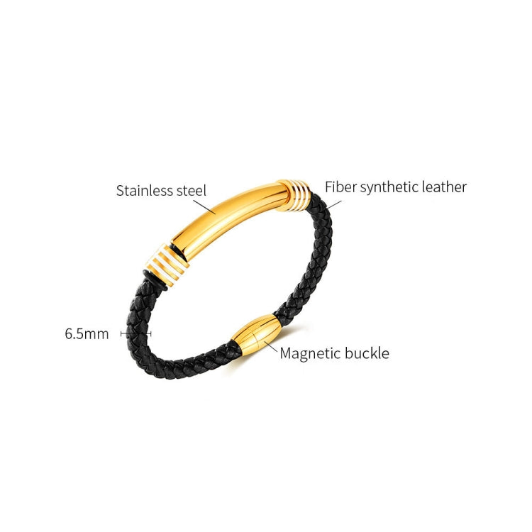 OPK PH1586 Simple Men Leather Bracelet Stainless Steel Magnetic Insert Buckle Bracelet, Color: Steel Color - Bracelets by OPK | Online Shopping South Africa | PMC Jewellery | Buy Now Pay Later Mobicred