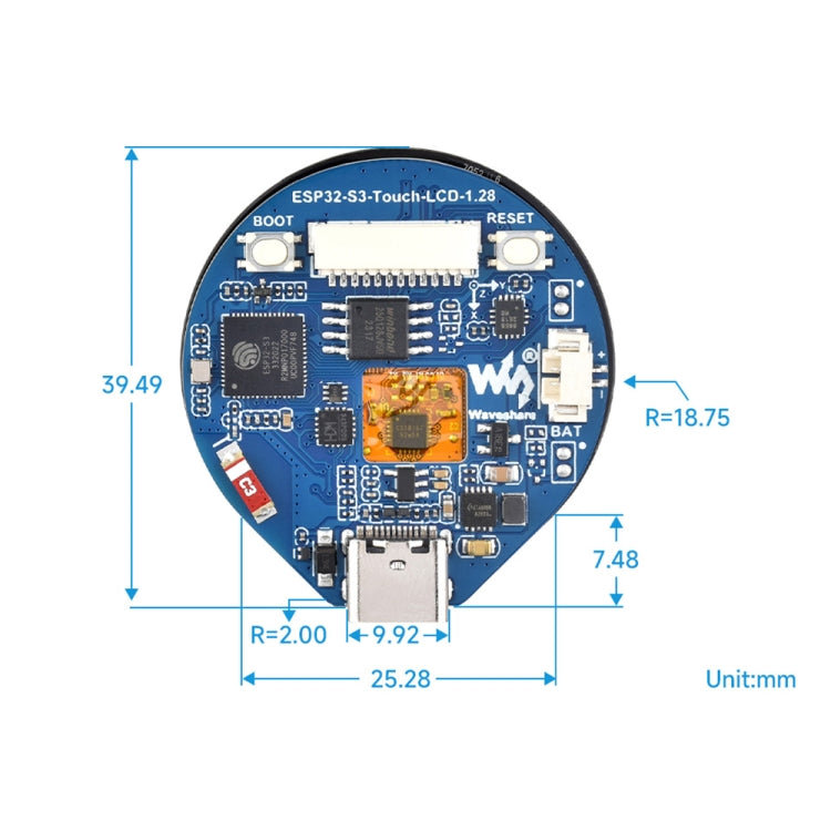 Waveshare 25098 ESP32-S3 1.28-Inch Round Touch LCD Development Board - LCD & LED Display Module by Waveshare | Online Shopping South Africa | PMC Jewellery | Buy Now Pay Later Mobicred