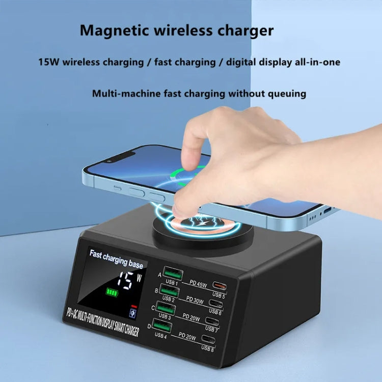 X9M 9-in-1 110W USB+PD Smart Multi-ports QI Magnetic Wireless Charger, Spec: Black UK Plug - Multifunction Charger by PMC Jewellery | Online Shopping South Africa | PMC Jewellery | Buy Now Pay Later Mobicred