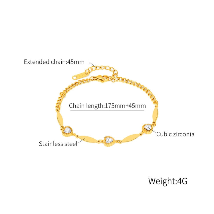 OPK GS1567 Love Hand Jewelry Temperament Zirconia Stainless Steel Bracelet(Gold) - Bracelets by OPK | Online Shopping South Africa | PMC Jewellery | Buy Now Pay Later Mobicred