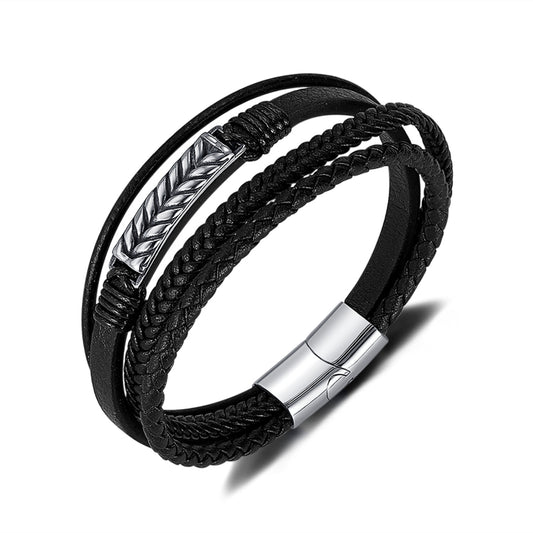 OPK PH1590 Personalized Retro Stainless Steel Multi-Layer Braided Magnetic Buckle Bracelet - Bracelets by OPK | Online Shopping South Africa | PMC Jewellery | Buy Now Pay Later Mobicred