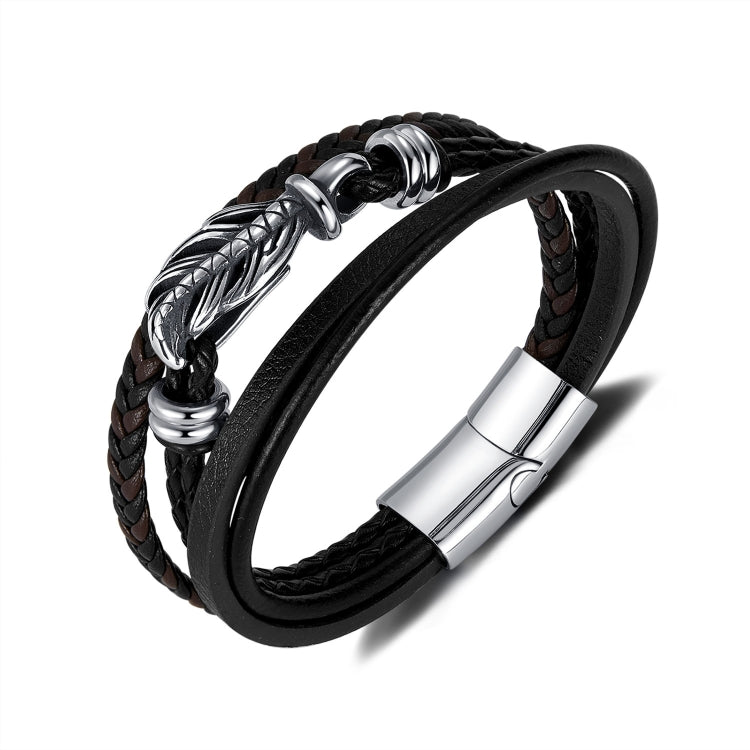 OPK PH1589 Stainless Steel Vintage Multi-Layer Braided Leather Bracelet - Bracelets by OPK | Online Shopping South Africa | PMC Jewellery | Buy Now Pay Later Mobicred