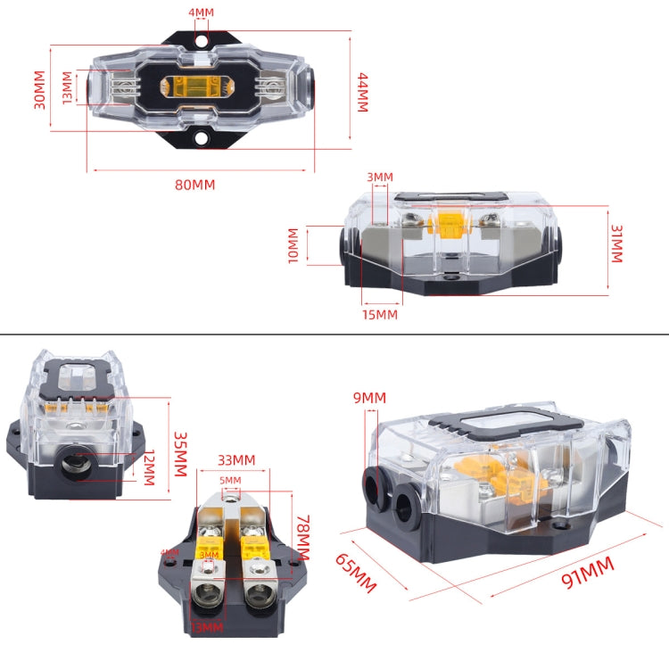 80A Car Audio Amplifier Modified Solid Brass Fuse Holder With Transparent Cover, Specifications: 3-way - Fuse by PMC Jewellery | Online Shopping South Africa | PMC Jewellery | Buy Now Pay Later Mobicred