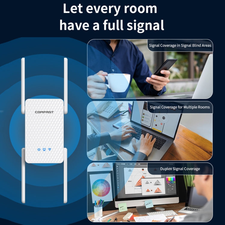 COMFAST CF-XR185 3000Mbps WiFi6 Dual Band Signal Amplifier Gigabit WAN/LAN Port UK Plug - Broadband Amplifiers by COMFAST | Online Shopping South Africa | PMC Jewellery | Buy Now Pay Later Mobicred