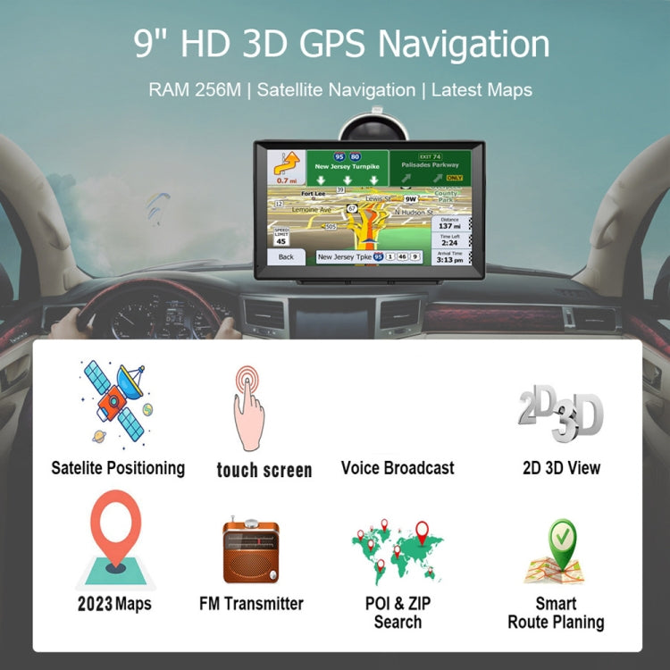 9 Inch 8G/256M Car GPS Navigator With Large Screen Capacitive Bluetooth Map, Area: Germany Map - Car MP3 & MP4 & MP5 by PMC Jewellery | Online Shopping South Africa | PMC Jewellery | Buy Now Pay Later Mobicred