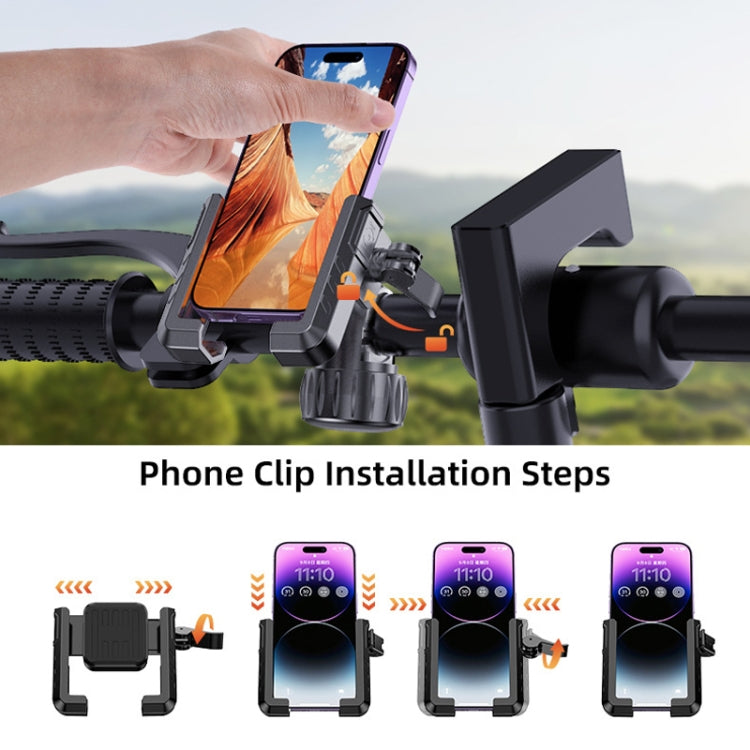 YYS-615 Motorcycle Bicycle Semi-Wrapped Riding Navigation Cell Phone Holder(Black+Orange) - Holder by PMC Jewellery | Online Shopping South Africa | PMC Jewellery | Buy Now Pay Later Mobicred