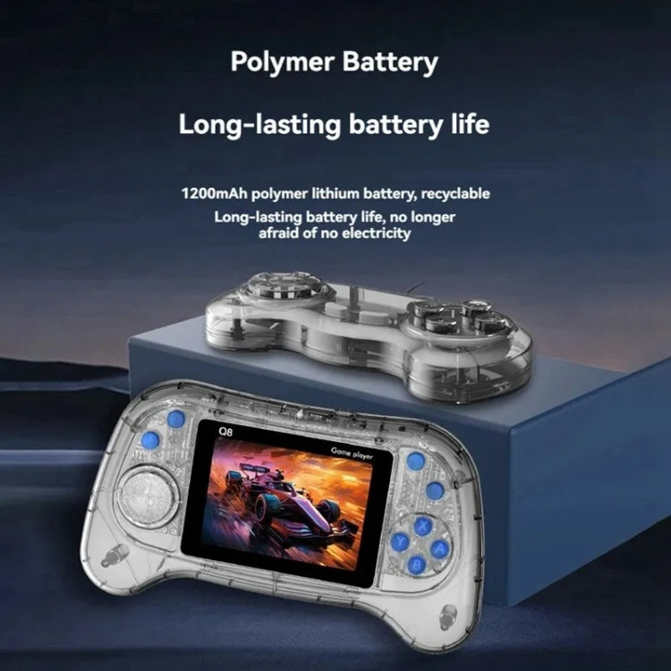 Q8 Handheld Game Console 3.0 Inch Screen Support TV Connection Built In 800 Games Doubles Transparent Gray - Pocket Console by PMC Jewellery | Online Shopping South Africa | PMC Jewellery | Buy Now Pay Later Mobicred