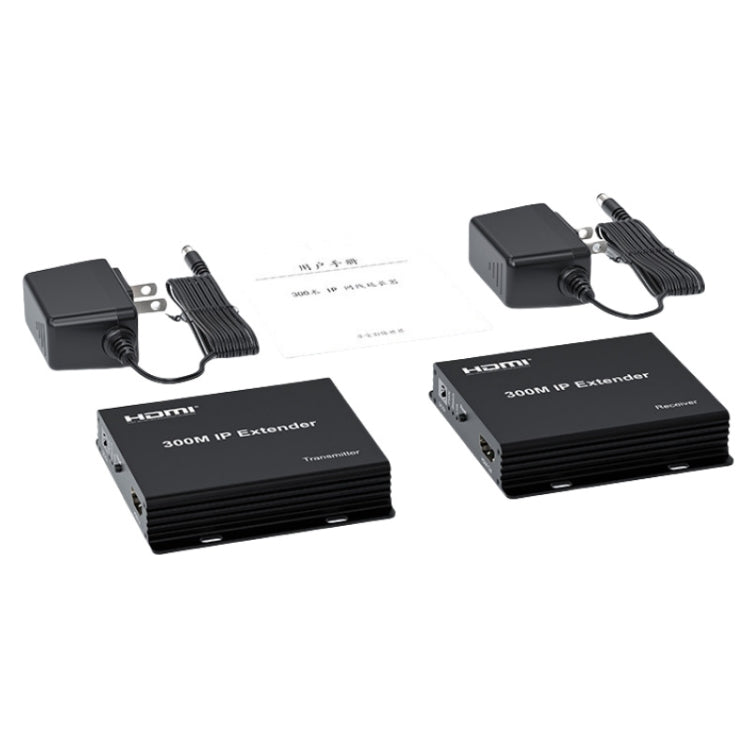 300m IP HDMI Extender HD Video Transmission, Transmitter + Receiver US Plug(Black) - Amplifier by PMC Jewellery | Online Shopping South Africa | PMC Jewellery | Buy Now Pay Later Mobicred