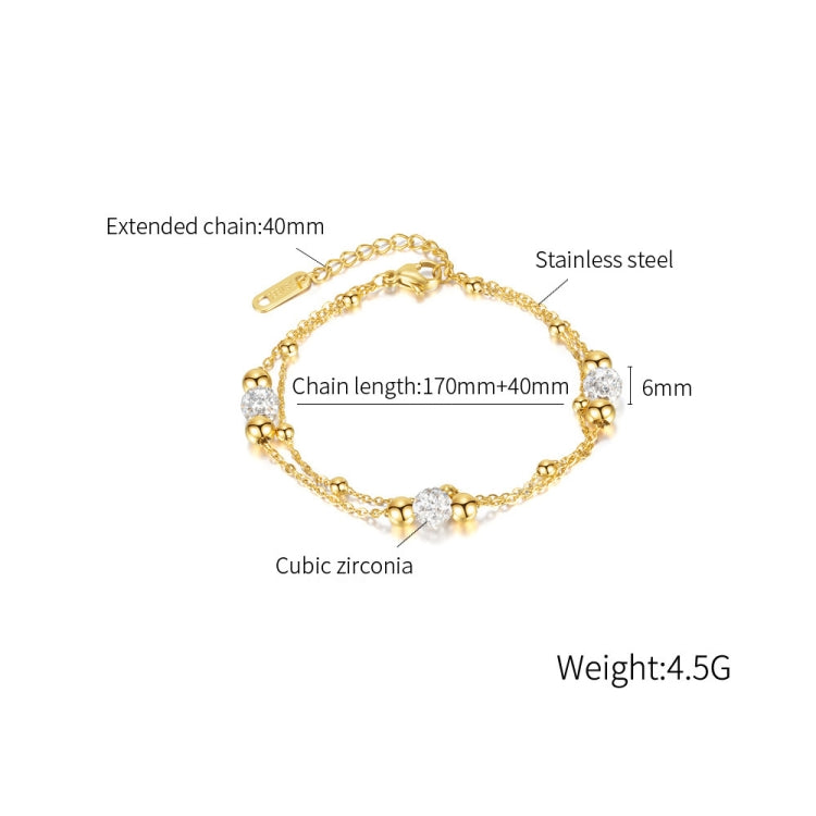 OPK 1249 Double Layer Stacking Simple Round Beads Stainless Steel Bracelet, Color: Gold - Bracelets by OPK | Online Shopping South Africa | PMC Jewellery | Buy Now Pay Later Mobicred