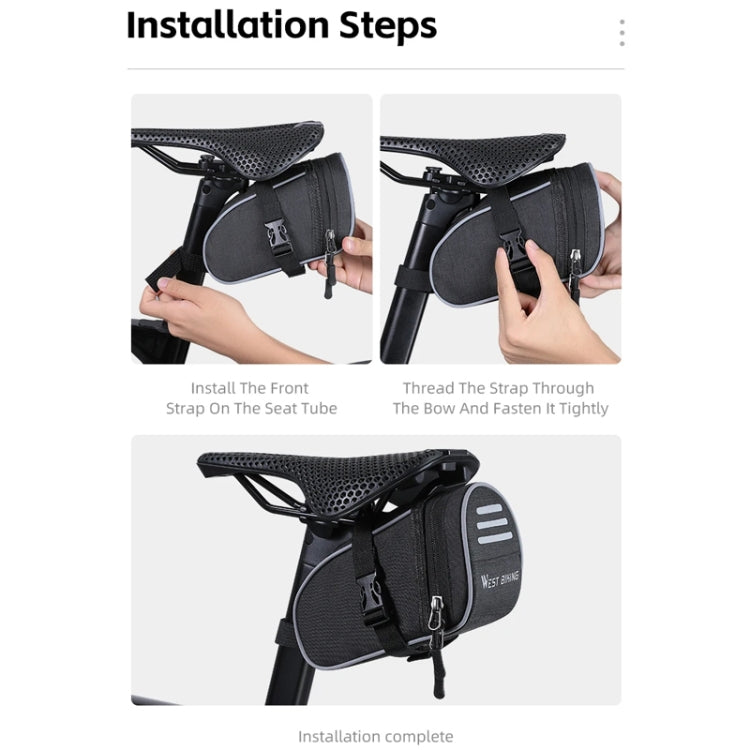 WEST BIKING Bicycle Saddle Tail Bag Portable Mini Tool Bag(Black) - Bicycle Bags by WEST BIKING | Online Shopping South Africa | PMC TechLife | Buy Now Pay Later Mobicred