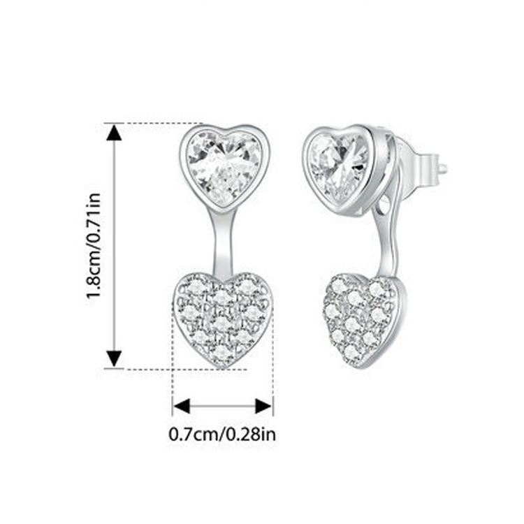 S925 Sterling Silver Plated With Platinum And Zircon Heart Earrings(BSE1043) - Stud Earrings & Earrings by PMC Jewellery | Online Shopping South Africa | PMC Jewellery | Buy Now Pay Later Mobicred