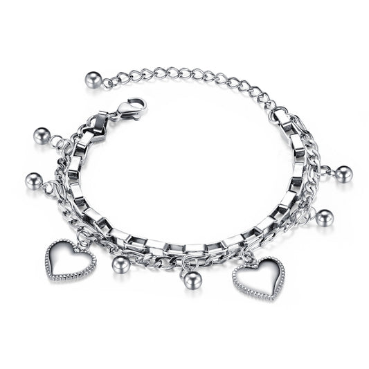 OPK 1038 Multi-layer Stainless Steel Round Bead Love Bracelet, Color: Steel Color - Bracelets by OPK | Online Shopping South Africa | PMC Jewellery | Buy Now Pay Later Mobicred