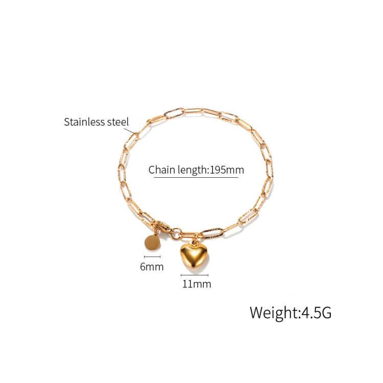 OPK 1161 Cool Style Peach Heart Round Pendant Stainless Steel Bracelet, Color: Steel Color - Bracelets by OPK | Online Shopping South Africa | PMC Jewellery | Buy Now Pay Later Mobicred