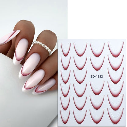 SD-1932 Line Nail Art Stickers Self-Adhesive Gradient Color French Manicure Stickers DIY Nail Tips Decals - Nail Stickers by PMC Jewellery | Online Shopping South Africa | PMC Jewellery | Buy Now Pay Later Mobicred