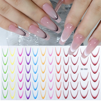 SD-1934 Line Nail Art Stickers Self-Adhesive Gradient Color French Manicure Stickers DIY Nail Tips Decals - Nail Stickers by PMC Jewellery | Online Shopping South Africa | PMC Jewellery | Buy Now Pay Later Mobicred