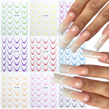 SD-1928 Line Nail Art Stickers Self-Adhesive Gradient Color French Manicure Stickers DIY Nail Tips Decals - Nail Stickers by PMC Jewellery | Online Shopping South Africa | PMC Jewellery | Buy Now Pay Later Mobicred