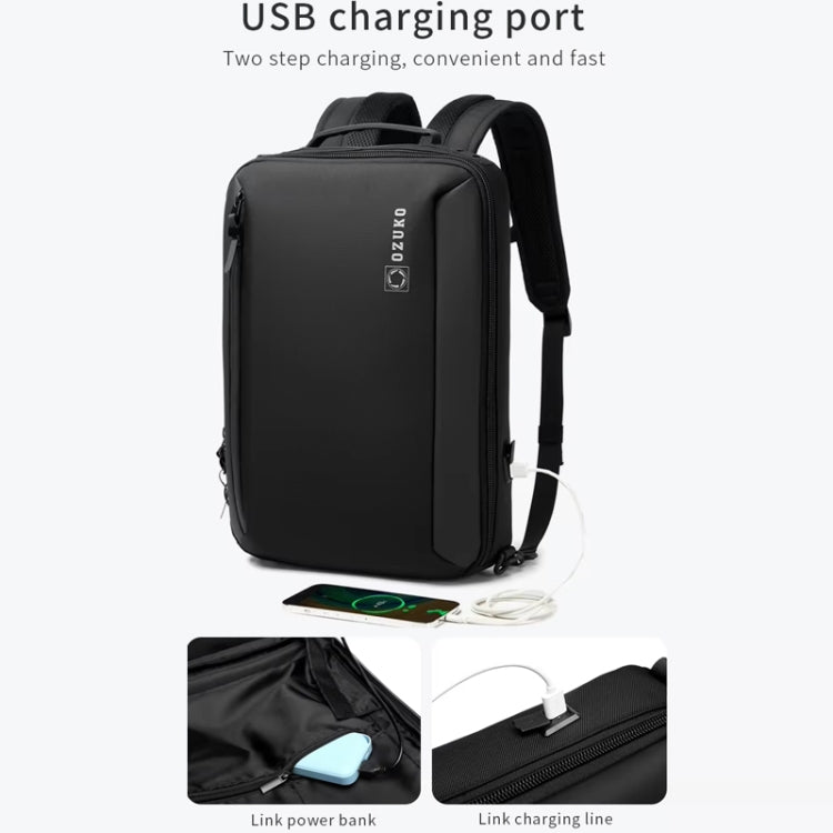 Ozuko Business Laptop USB Backpack Men Schoolbag(Dark Blue) - free shipping - PMC Jewellery - Order now!