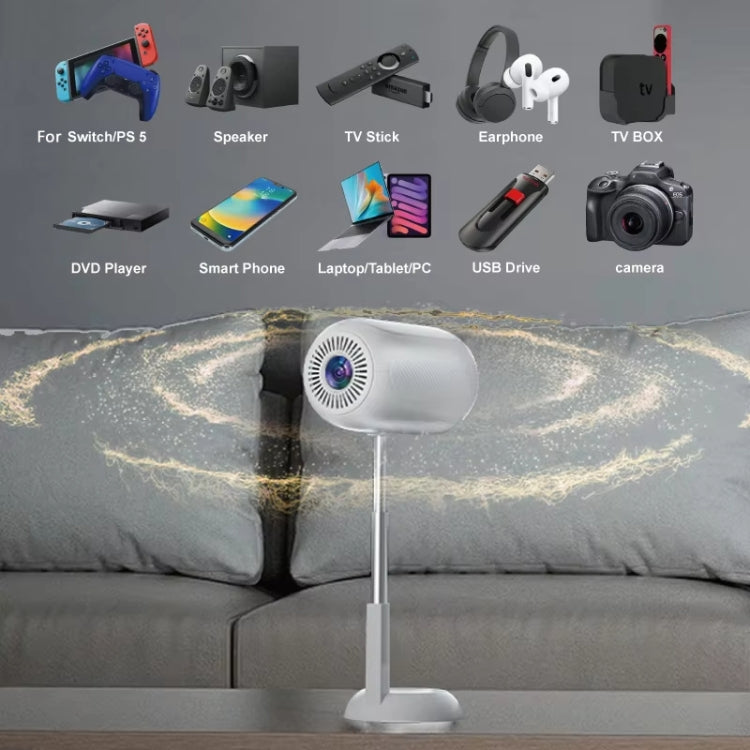 TS-6 Android 11 WiFi6 4K Mini Projector Hidden Lift Gimbal Projector EU Plug(White) - LED Projector by PMC Jewellery | Online Shopping South Africa | PMC Jewellery | Buy Now Pay Later Mobicred