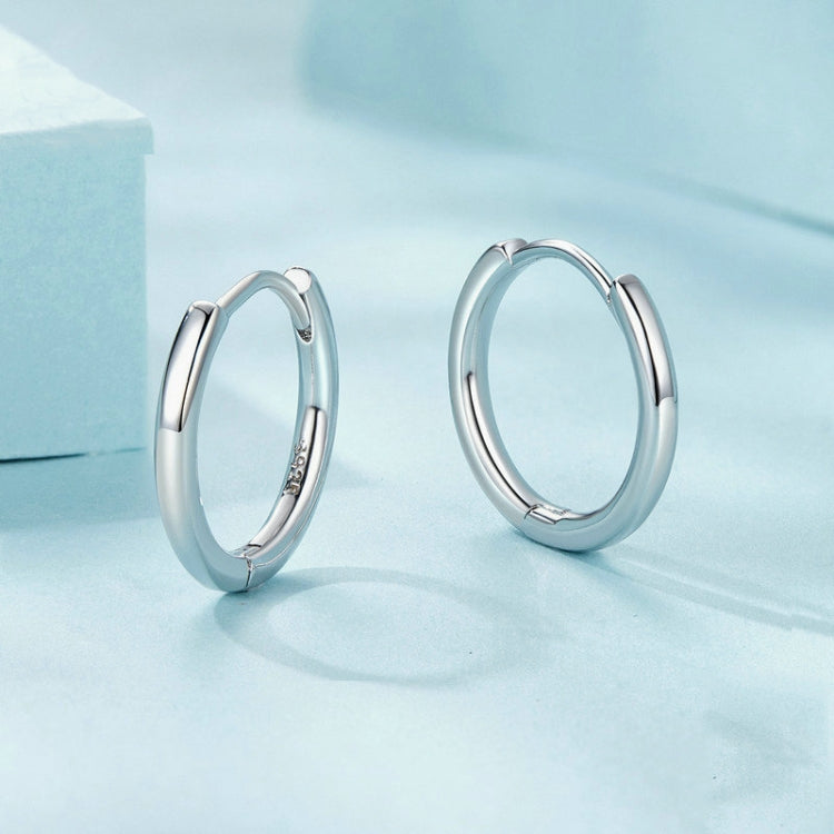 SCE1772 S925 Sterling Silver Platinum-plated Hoop Earrings, Size: L - Stud Earrings & Earrings by PMC Jewellery | Online Shopping South Africa | PMC Jewellery | Buy Now Pay Later Mobicred