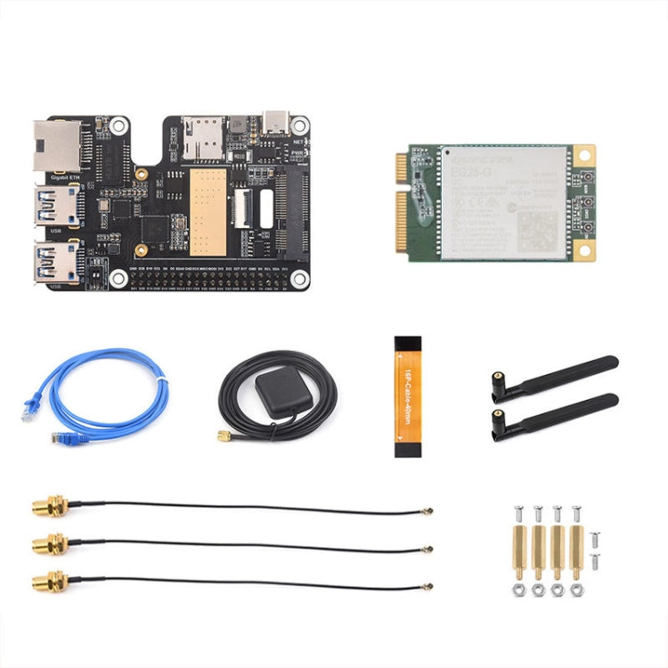Waveshare For Raspberry Pi 5 PCIe to MiniPCIe / Gigabit Ethernet / USB 3.2 Gen1 HAT, Spec: EG25-G - free shipping - PMC Jewellery - Order now!