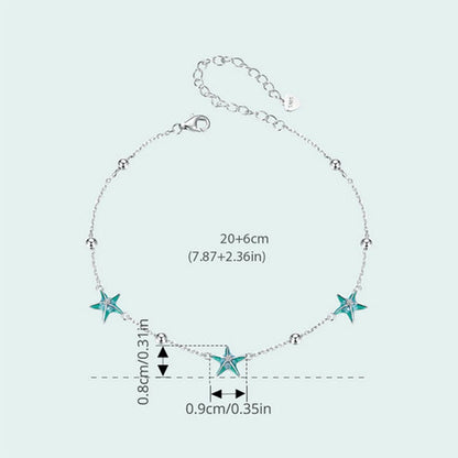 S925 Sterling Silver Platinum-plated Starfish Anklet Foot Ornament(SCT026) - Anklets by PMC Jewellery | Online Shopping South Africa | PMC Jewellery | Buy Now Pay Later Mobicred