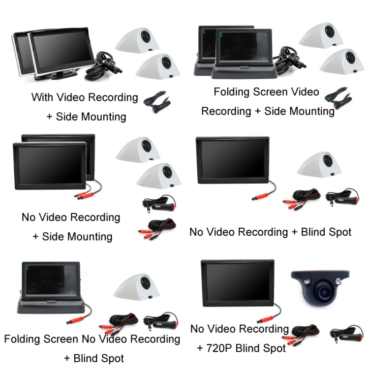 5 Inch AHD Video Monitor Car Reversing High-Definition Camera, Specification: Folding Screen Video Recording + Side Mounting - Rear View Cameras by PMC Jewellery | Online Shopping South Africa | PMC Jewellery | Buy Now Pay Later Mobicred