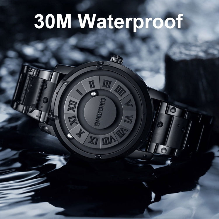 BINBOND B234 30m Waterproof Magnetic Suspension Watch, Color: Black Leather-White Steel-White - Leather Strap Watches by BINBOND | Online Shopping South Africa | PMC Jewellery | Buy Now Pay Later Mobicred