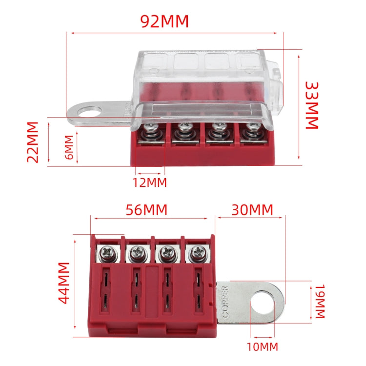 4-way RV Yacht Flame Retardant Waterproof Battery Terminal Fuse Block(Two) - Fuse by PMC Jewellery | Online Shopping South Africa | PMC Jewellery | Buy Now Pay Later Mobicred