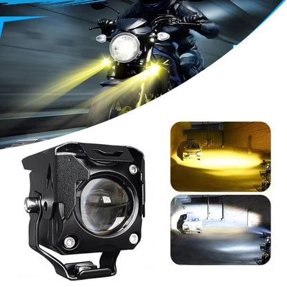 20W Motorcycle LED Headlight Auxiliary Spotlight Lens Dual Color Fog Light(Near Yellow+Far White) - Headlights by PMC Jewellery | Online Shopping South Africa | PMC Jewellery | Buy Now Pay Later Mobicred