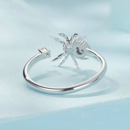 S925 Sterling Silver Platinum-plated Spider Adjustable Open Ring(SCR1071-E) - Rings by PMC Jewellery | Online Shopping South Africa | PMC Jewellery | Buy Now Pay Later Mobicred