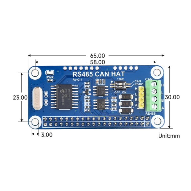 Waveshare 14882 For Raspberry Pi RS485 SPI CAN HAT Bus Module - free shipping - PMC TechLife - Order now!