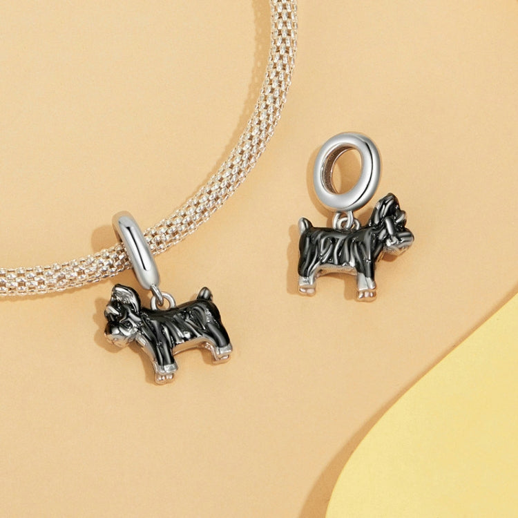 S925 Sterling Silver Gold Plated Cute Schnauzer Pendant Bracelet Beads(SCC2835) - Jewelry Accessories by PMC Jewellery | Online Shopping South Africa | PMC Jewellery | Buy Now Pay Later Mobicred