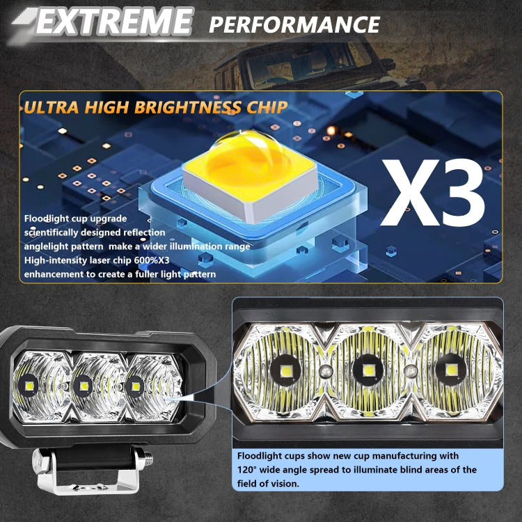 E23 40W 9V-30V 5 Inch Waterproof 3-Eye Headlight(Spotlight White Light) - free shipping - PMC Jewellery - Order now!