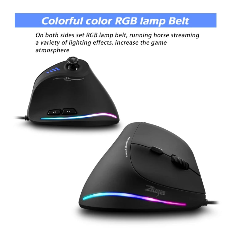 ZELOTES C18 11-Keys RGB Vertical Grip Ergonomic Joystick Programming Gaming Wired Mouse(Black) - Wired Mice by ZELOTES | Online Shopping South Africa | PMC TechLife | Buy Now Pay Later Mobicred