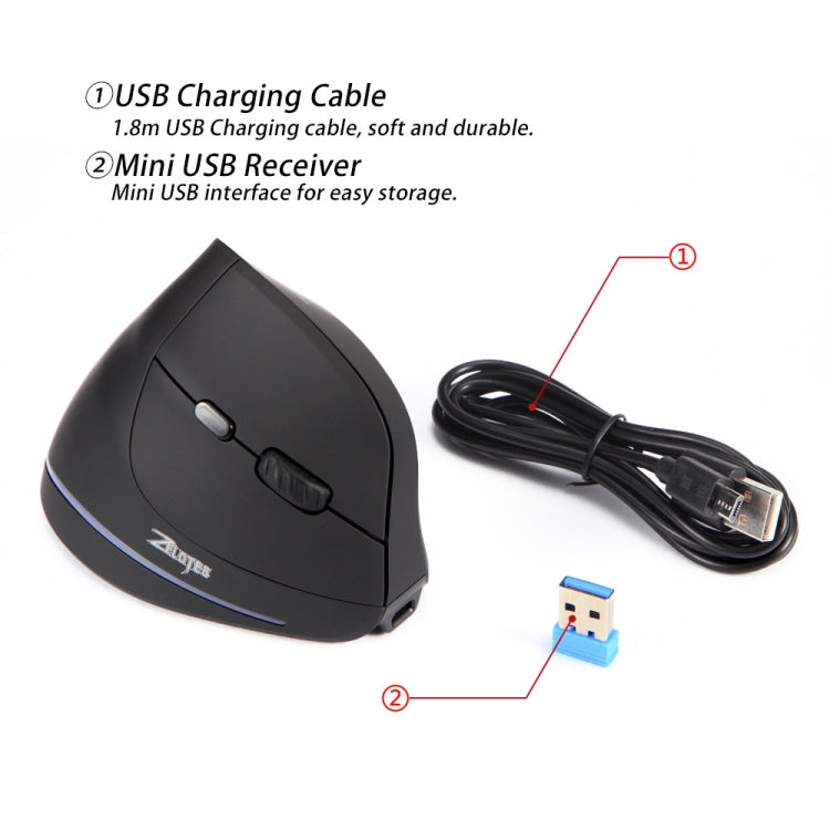 ZELOTES F35 6-buttons Vertical Grip Ergonomic Rechargeable Wireless Mouse(Blue Light) - free shipping - PMC TechLife - Order now!