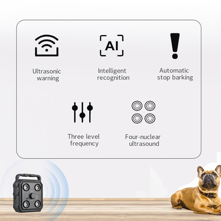 AI Intelligent Recognition Ultrasonic Bark Stopper Portable Dog Training Device Repellent(Black) - Training Aids by PMC TechLife | Online Shopping South Africa | PMC TechLife | Buy Now Pay Later Mobicred