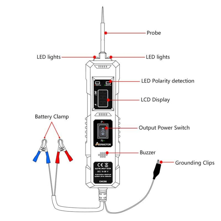 EM286 Multifunctional Car Circuit Electrical System Driving Test Pen, Style: Red 4.5m - Electronic Test by PMC Jewellery | Online Shopping South Africa | PMC Jewellery | Buy Now Pay Later Mobicred