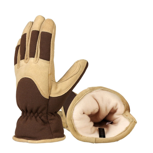 Deerskin Leather Thick Thermal Gloves for Working in Cold Weather, Size: L - Full Finger Gloves by PMC Jewellery | Online Shopping South Africa | PMC Jewellery | Buy Now Pay Later Mobicred