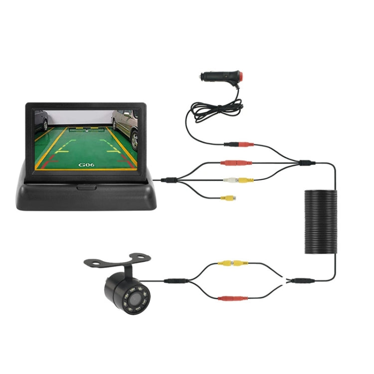 4.3 Inch Display Night Vision Waterproof Reversing Camera +7 Meter Extension Cable, Color: Detachable Screen + Butterfly 8 Light Camera - Rear View Cameras by PMC TechLife | Online Shopping South Africa | PMC TechLife | Buy Now Pay Later Mobicred