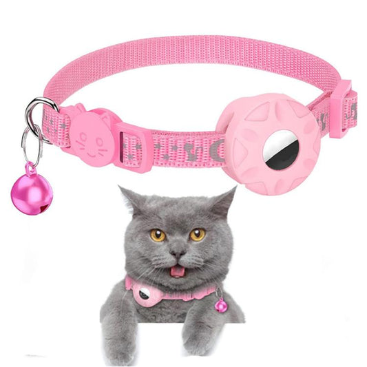 For AirTag Tracker Silicone Case Reflective Stars And Moon Cats Dogs Pet Collar With Bell(Pink) - Pet Series by PMC Jewellery | Online Shopping South Africa | PMC Jewellery | Buy Now Pay Later Mobicred