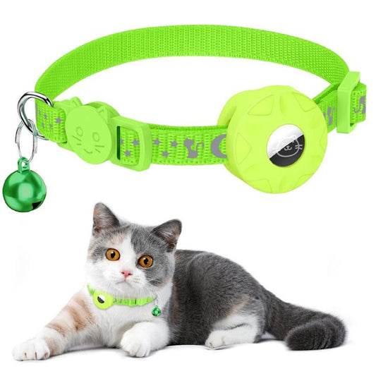 For AirTag Tracker Silicone Case Reflective Stars And Moon Cats Dogs Pet Collar With Bell(Green) - Pet Series by PMC Jewellery | Online Shopping South Africa | PMC Jewellery | Buy Now Pay Later Mobicred